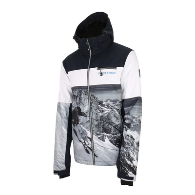 Men's Waterproof Sublimation Print Snowbard Sports Ski Jackets Fix Hood