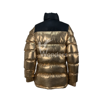Winter Shiny Metallic Color Womens Padding Jacket Puffer 100% Polyester Customized