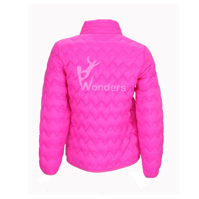 Girls Water Resistant Zig Zag Quilted Padded Full Zip Jacket Gliding Print