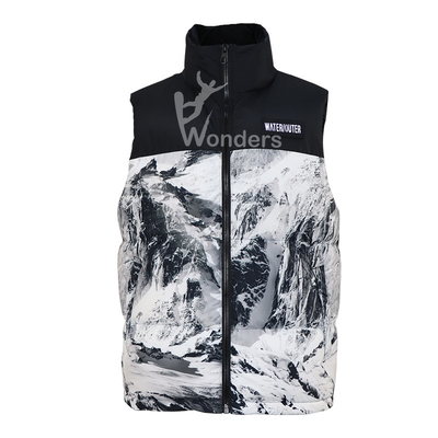 Waterproof Sleeveless Mens Padding Vest Contrast Color 100% Polyester