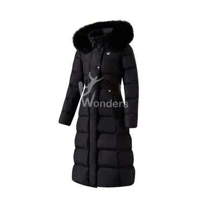 Women'S Hooded Down Jacket Long Puffer Coat With Removable Faux Windproof