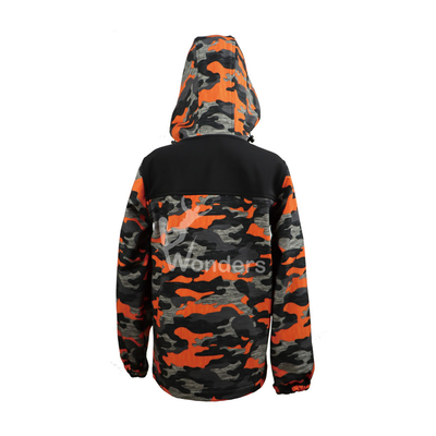 Hooded Camo Print Water Resistant Soft Shell Jacket Kids Customized
