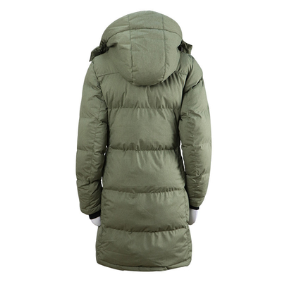 Men'S Long Hooded Outdoor Padded Coat 100% Polyester Melange Fabric