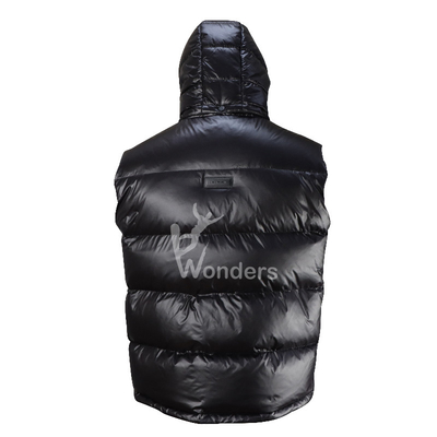 Men's Lightweight Puffer Vest With Detachable Hood Zipper Sleeveless