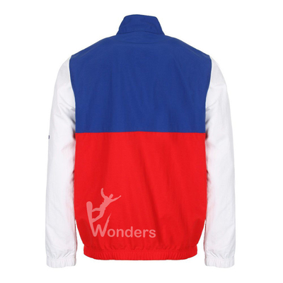 Mens Red White Blue Windbreaker Jacket Reverse Weave Half Zip Coat