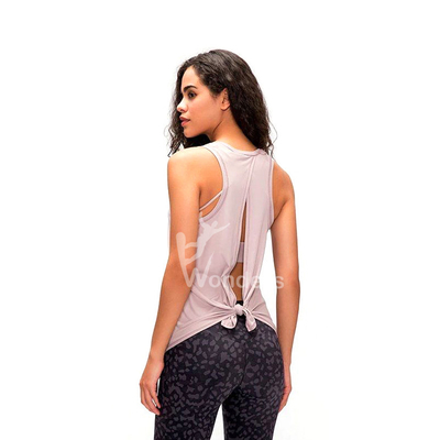 Women's Yoga Sleeveless Breathable Sports T Shirts Open Back Sports Tops