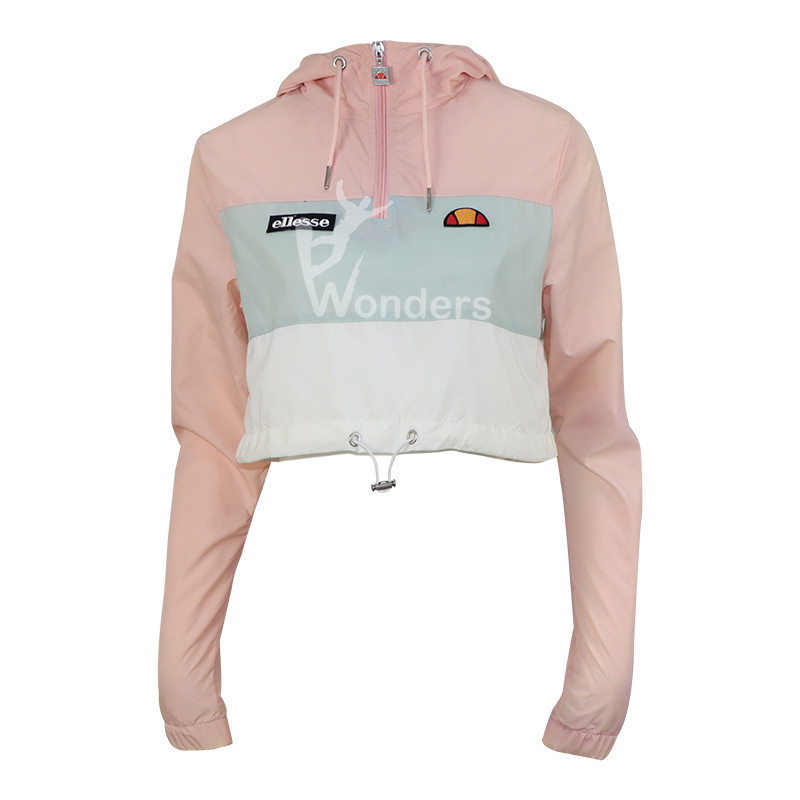 OEM Women Windbreak Short Jackets Quarter Zip Pullover Waterproof Crop Sweatshirt