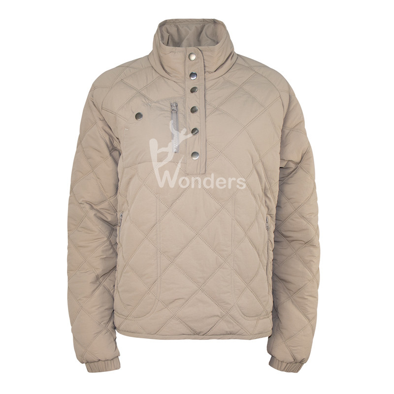 Lady Casual Quilted Puffer Pullover Jacket with 100% Nylon Material