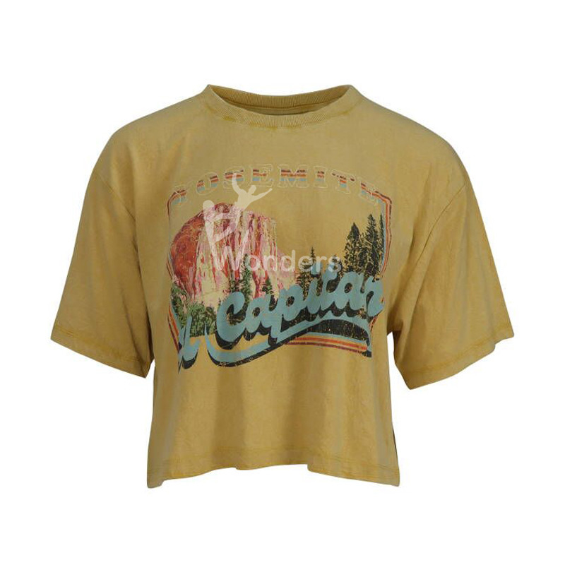 Women's high quality crew neck classic yellow T-shirt