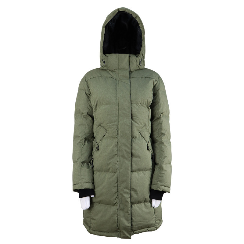Men'S Long Hooded Outdoor Padded Coat 100% Polyester Melange Fabric