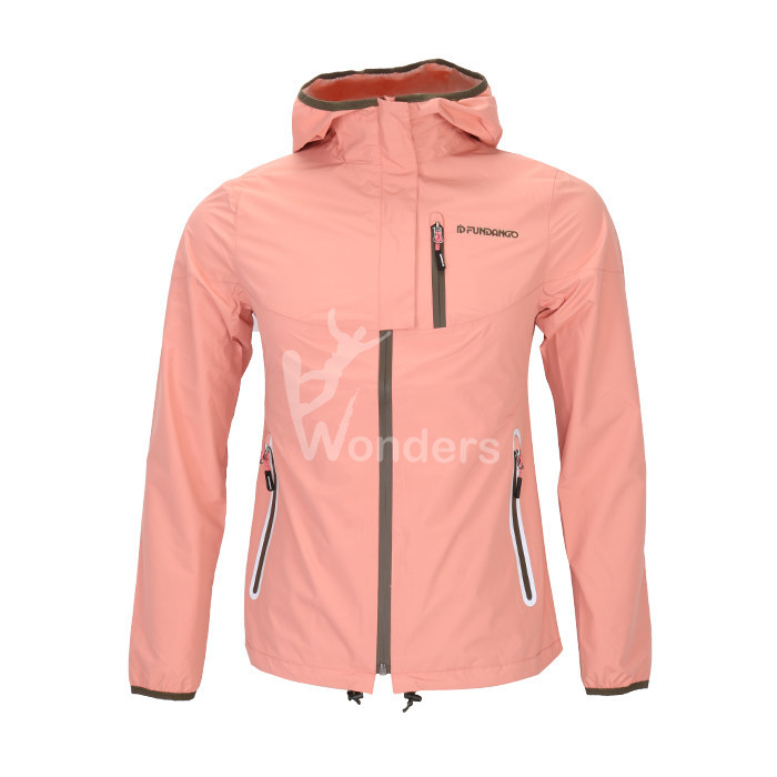Womens Waterproof Breathable Hooded Rain Jacket With Welded Pocket Customized