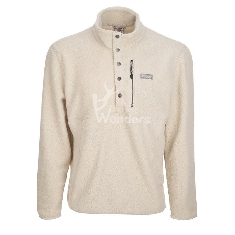 Men's 1/2 Snap Up Mock Neck Fleece Pullover With Side Pockets