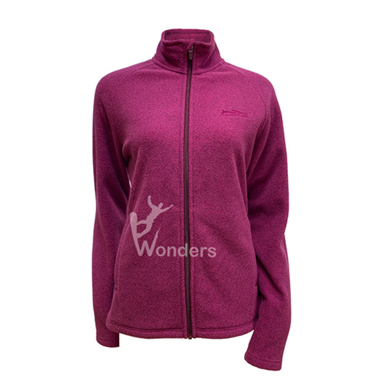 100% Polyester Stripe Micro Fleece Windproof Fleece Jacket Women' s Full Zip