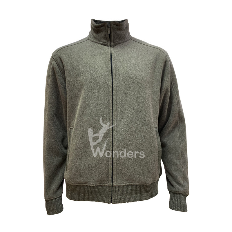 Full Zip Men's Micro Fleece Softshell Jacket RIB Cuff Bottom